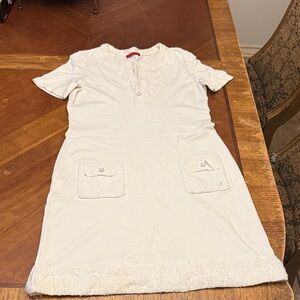 Carolina Herrera Cream Mini Dress with Pocket Accents